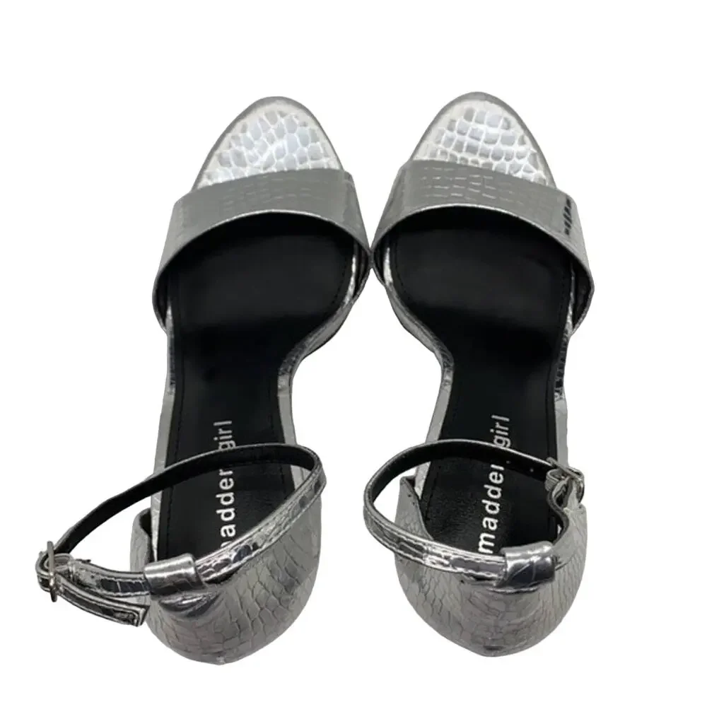 New Madden Girl Silver Snake Heels